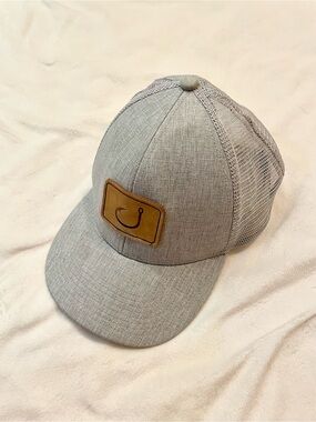Gray AVID Hat with Leather Hook Detail